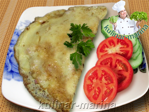 Омлет с сырно-ветчинной начинкой | Omelet with cheese and ham filling