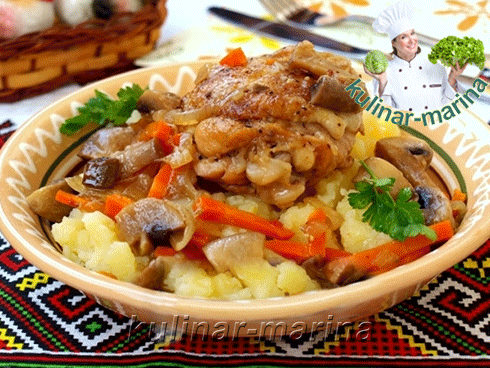 Пошаговые фотографии рецепта: Куриные бёдра в соевом соусе с грибами | Chicken thighs in soy sauce with mushrooms