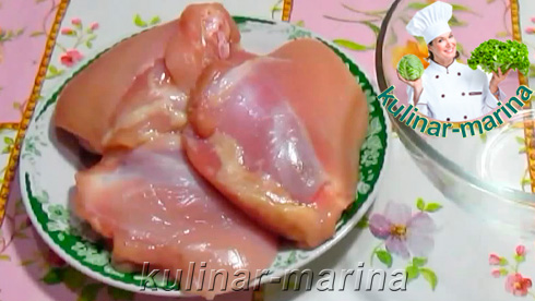 Пошаговые фотографии рецепта: Запеченные в тыкве куриные бедра | Baked pumpkin chicken thighs