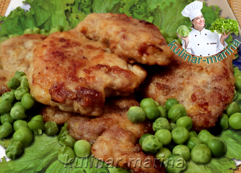 Шницель с зеленым горошком | Schnitzel with green peas