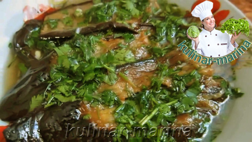 Баклажаны в уксусно-чесночном соусе с кинзой. Грузинская кухня | Eggplant in vinegar-garlic sauce with cilantro. Georgian cuisine