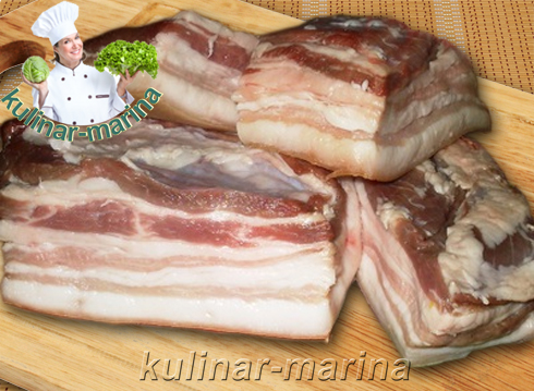 Свиная прослойка (подчеревина) в отваре луковой шелухи | Pork interlayer in broth onion skins